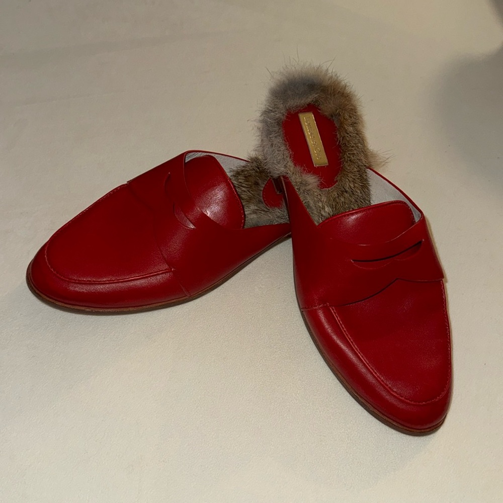 Louise set Cie Genuine Rabbit Fur Lined Mules